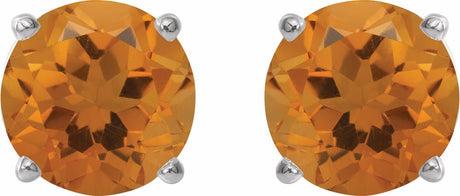 14K White 5 mm Natural Citrine Stud Earrings