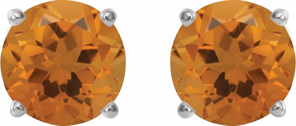 Sterling Silver 6 mm Natural Citrine Earrings