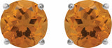 Sterling Silver 6 mm Natural Citrine Earrings