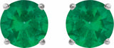 14K White Gold 4 mm Natural Emerald Earrings