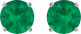 14K White Gold 4 mm Natural Emerald Earrings