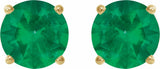 14K Yellow 5 mm Lab-Grown Emerald Stud Earrings