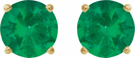 14K Yellow 5 mm Lab-Grown Emerald Stud Earrings