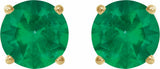 14K Yellow Gold 5 mm Lab-Grown Emerald Earrings