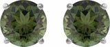 14K White Gold 6 mm Natural Green Tourmaline Earrings