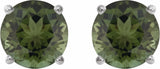 14K White 6 mm Natural Green Tourmaline Earrings