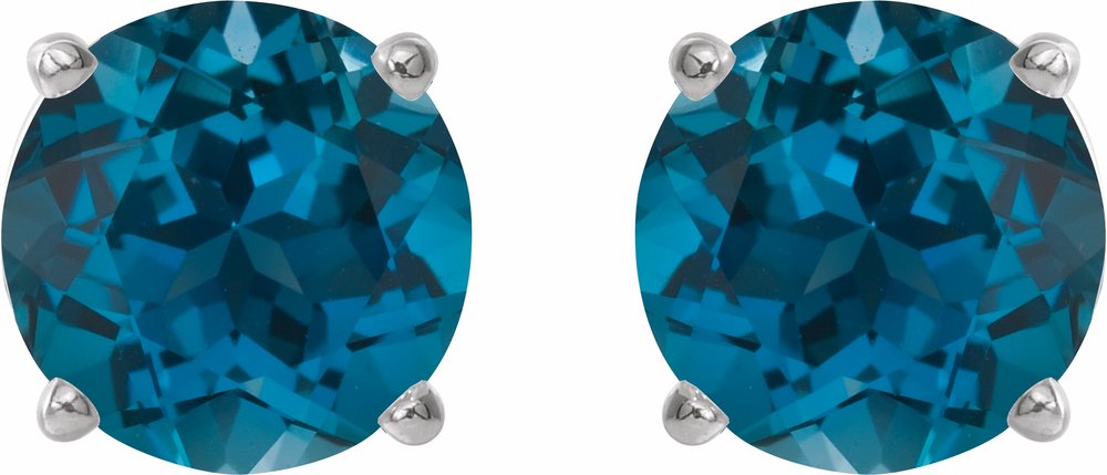 Platinum 6 mm Natural London Blue Topaz Stud Earrings