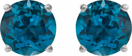 Platinum 6 mm Natural London Blue Topaz Stud Earrings