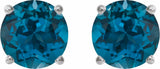 Sterling Silver 7 mm Natural London Blue Topaz Earrings
