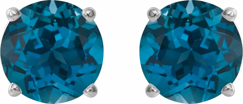 14K White Gold 5 mm Natural London Blue Topaz Earrings