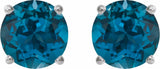 14K White 7 mm Natural London Blue Topaz Earrings