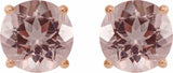 14K Rose 6 mm Natural Pink Morganite Earrings