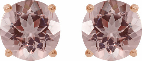14K Rose 6 mm Natural Pink Morganite Earrings
