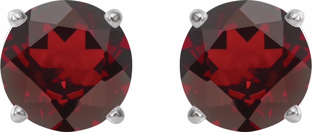 14K White 5 mm Natural Mozambique Garnet Stud Earrings