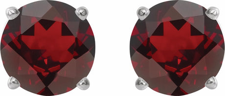 14K White 5 mm Natural Mozambique Garnet Stud Earrings