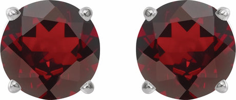 Sterling Silver 6 mm Natural Mozambique Garnet Earrings
