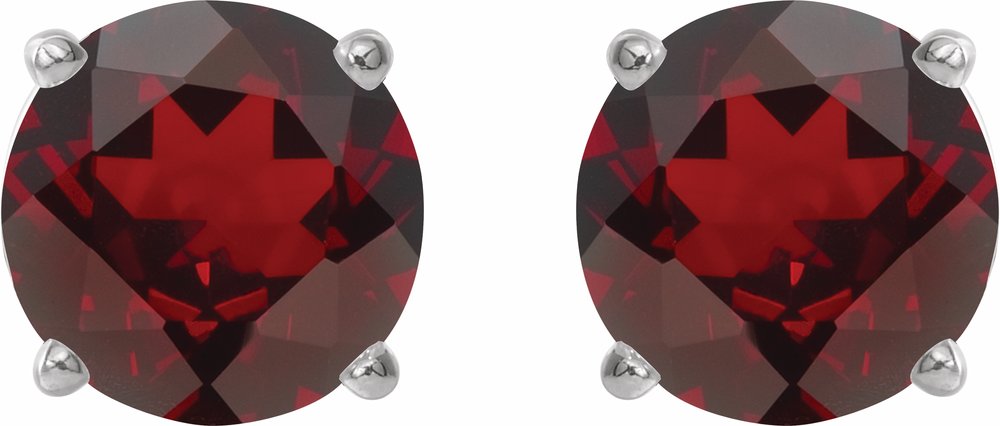 14K White Gold 5 mm Natural Mozambique Garnet Earrings