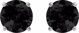 14K White Gold 7 mm Natural Black Onyx Earrings