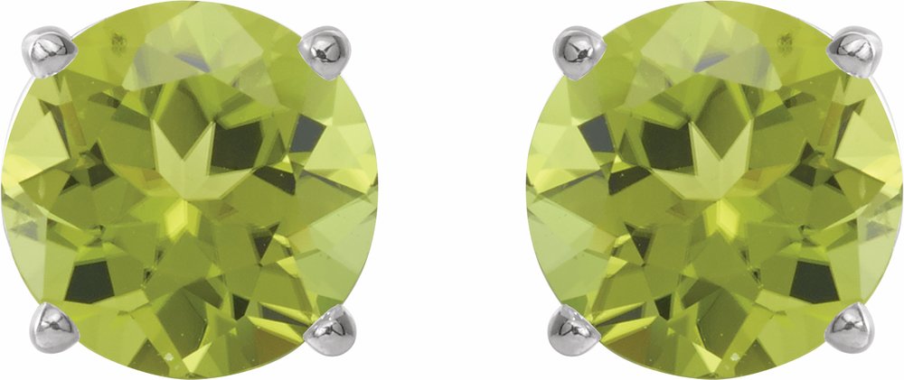 14K White 6 mm Natural Peridot Earrings