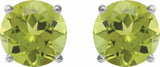 14K White 6 mm Natural Peridot Earrings