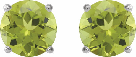 14K White 5 mm Natural Peridot Stud Earrings