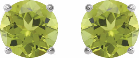 14K White 5 mm Natural Peridot Earrings