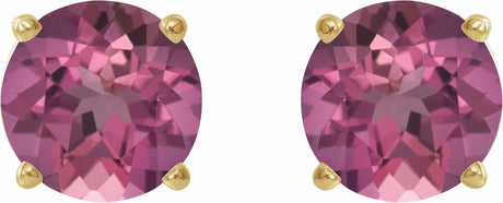 14K Yellow Gold 5 mm Natural Pink Tourmaline Earrings