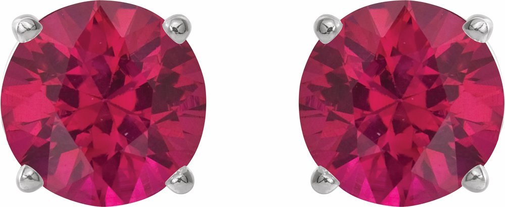 14K White 5 mm Natural Ruby Stud Earrings