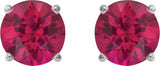 14K White 5 mm Natural Ruby Stud Earrings