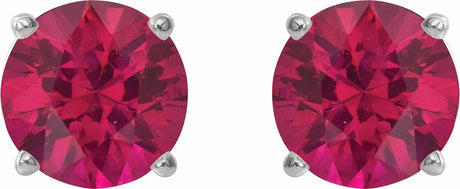 14K White 5 mm Natural Ruby Stud Earrings