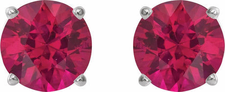 14K White 5 mm Natural Ruby Earrings