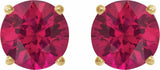 14K Yellow Gold 5 mm Lab-Grown Ruby Earrings