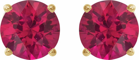 14K Yellow Gold 5 mm Lab-Grown Ruby Earrings