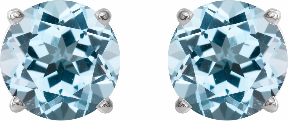 14K White 5 mm Natural Sky Blue Topaz Stud Earrings