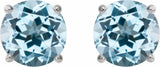 14K White 5 mm Natural Sky Blue Topaz Stud Earrings