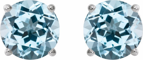 14K White 5 mm Natural Sky Blue Topaz Stud Earrings