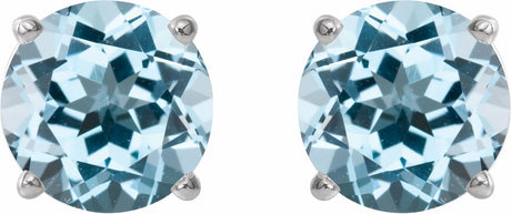 14K White Gold 5 mm Natural Sky Blue Topaz Earrings