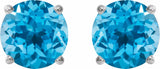 14K White 5 mm Natural Swiss Blue Topaz Stud Earrings