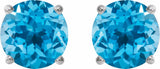 14K White Gold 5 mm Natural Swiss Blue Topaz Earrings