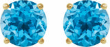 14K Yellow Gold 7 mm Natural Swiss Blue Topaz Earrings