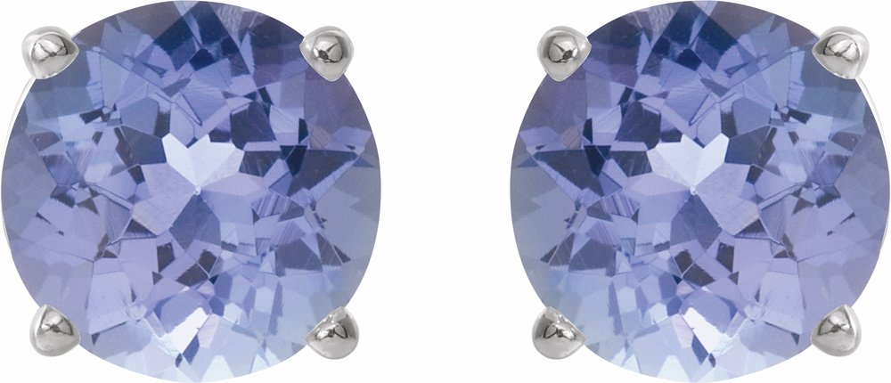 14K White 5 mm Natural Tanzanite Stud Earrings