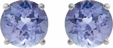 14K White 5 mm Natural Tanzanite Stud Earrings