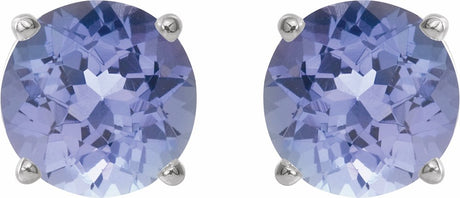14K White Gold 7 mm Natural Tanzanite Earrings