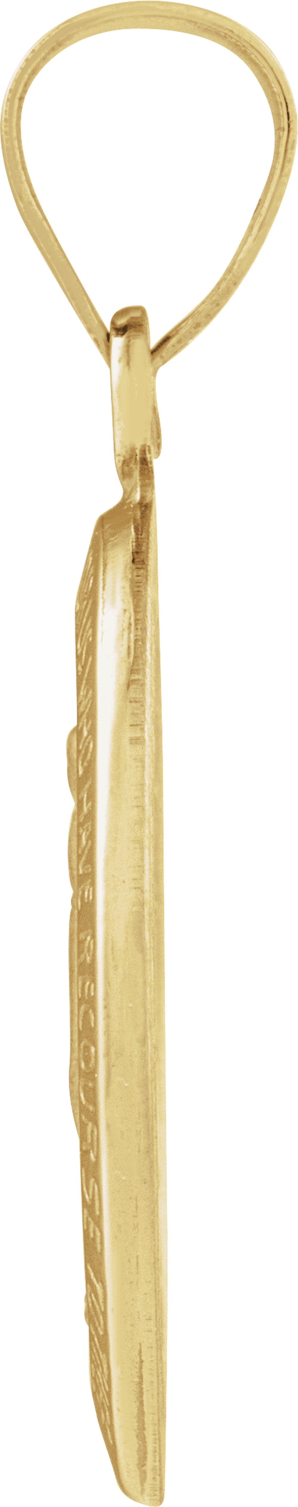 14K Yellow Gold 15x11.5 mm Oval Hollow Miraculous Medal