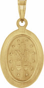 14K Yellow Gold 15x11.5 mm Oval Hollow Miraculous Medal
