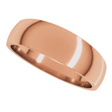 14K Rose Gold 6 mm Tapered Comfort-Fit Half Round Band Size 7