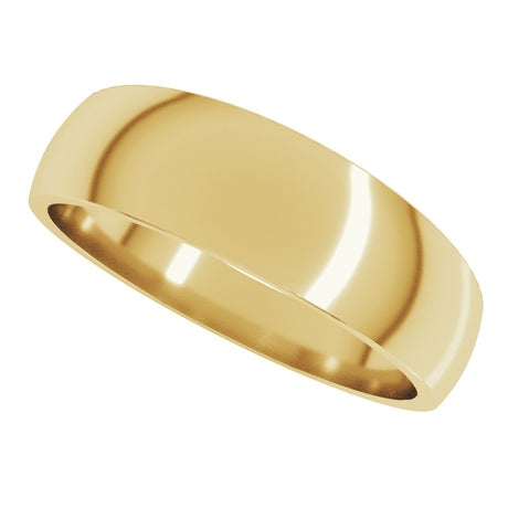 14K Yellow Gold 6 mm Tapered Comfort-Fit Half Round Band Size 10