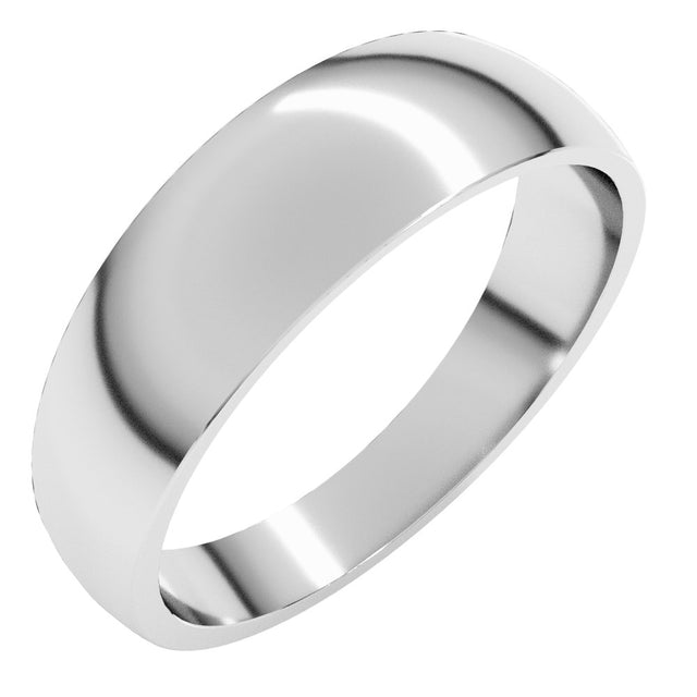 14K White Gold 6 mm Tapered Comfort-Fit Half Round Band Size 8