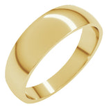 14K Yellow Gold 6 mm Tapered Comfort-Fit Half Round Band Size 9