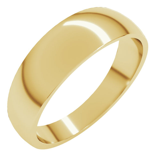 14K Yellow Gold 6 mm Tapered Comfort-Fit Half Round Band Size 9